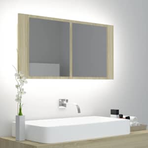 LED koupelnové zrcadlo dub sonoma 90 x 12 x 45 cm akrylové - obrázek 1