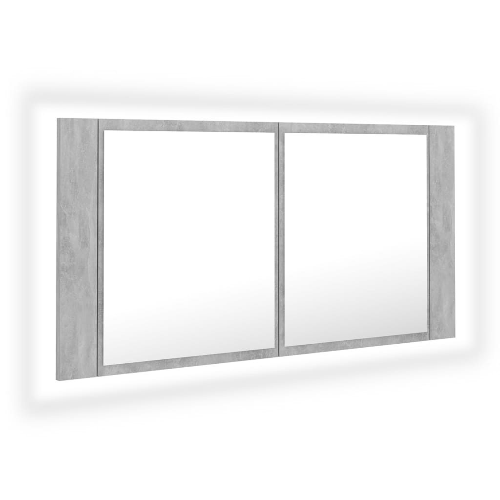 vidaXL LED koupelnová skříňka se zrcadlem betonově šedá 90x12x45 cm