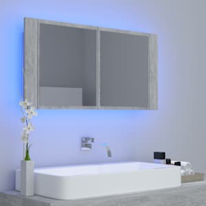 LED koupelnová skříňka se zrcadlem betonově šedá 90x12x45 cm - obrázek 3