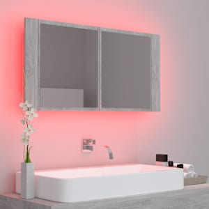LED koupelnová skříňka se zrcadlem betonově šedá 90x12x45 cm - obrázek 5