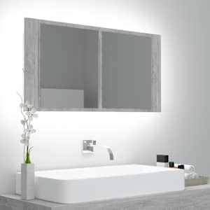LED koupelnová skříňka se zrcadlem betonově šedá 90x12x45 cm - obrázek 1