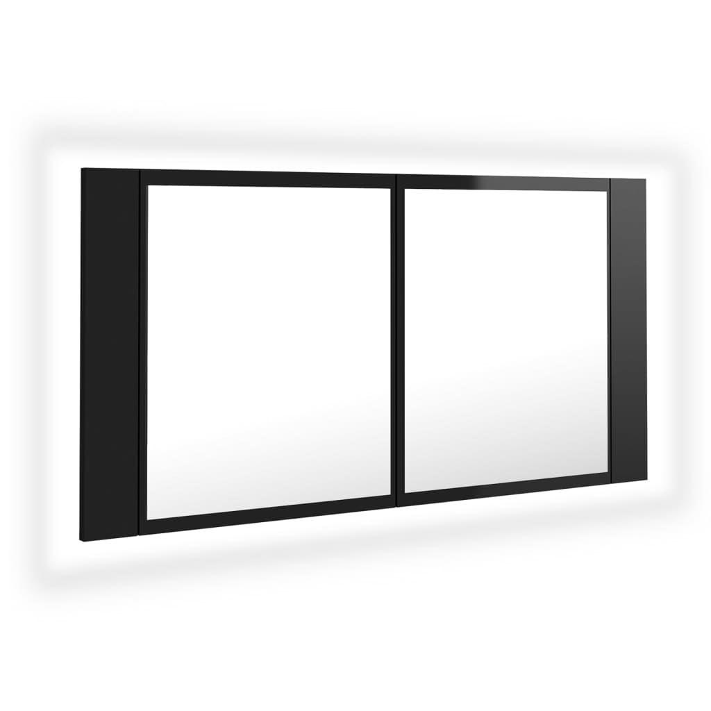 vidaXL LED koupelnovĂˇ skĹ™Ă­Ĺ�ka se zrcadlem lesklĂˇ ÄŤernĂˇ 90 x 12 x 45 cm