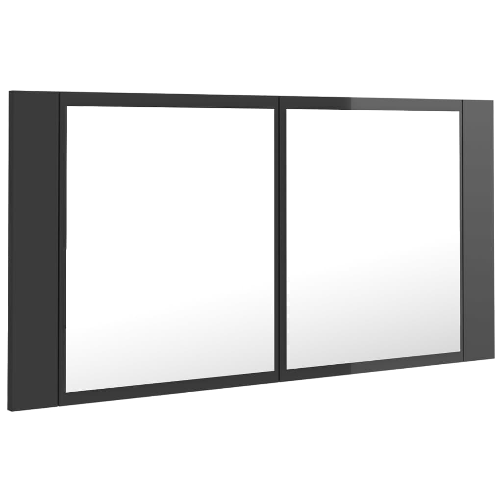 LED-Bad-Spiegelschrank Hochglanz-Grau 90x12x45 cm
