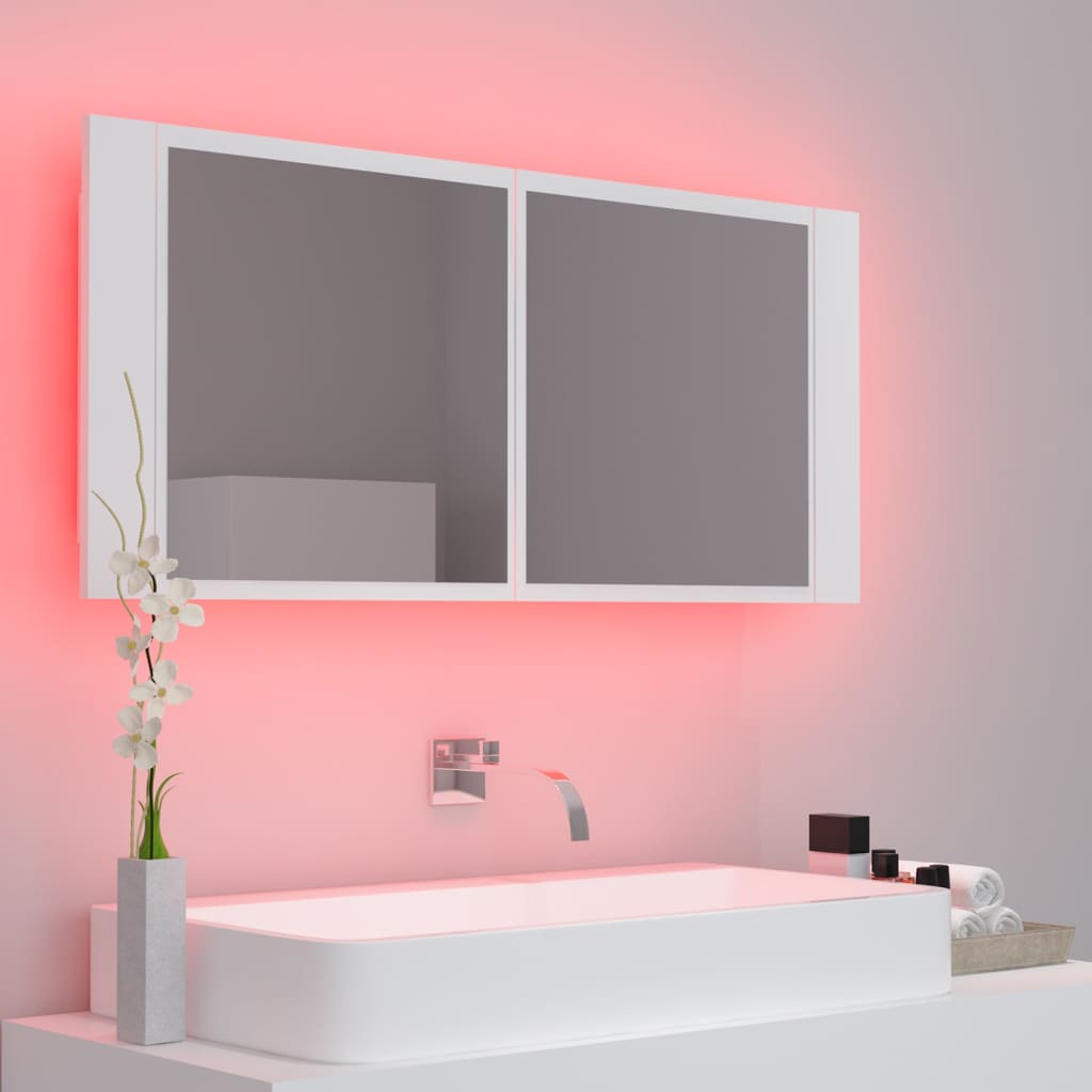 LED-Bad-Spiegelschrank Weiß 100x12x45 cm