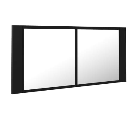 vidaXL Armario espejo de baño con luz LED acrílico negro 100x12x45 cm