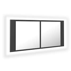 LED koupelnová skříňka se zrcadlem šedá 100 x 12 x 45 cm akryl - obrázek 2