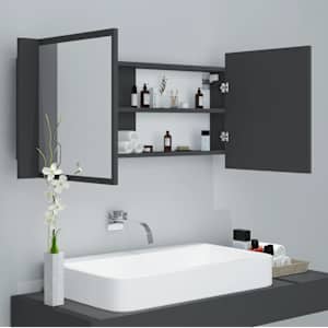LED koupelnová skříňka se zrcadlem šedá 100 x 12 x 45 cm akryl - obrázek 8