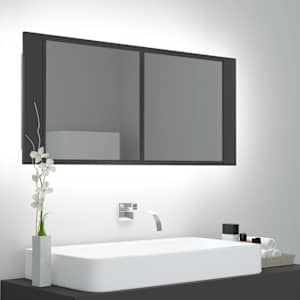LED koupelnová skříňka se zrcadlem šedá 100 x 12 x 45 cm akryl - obrázek 1