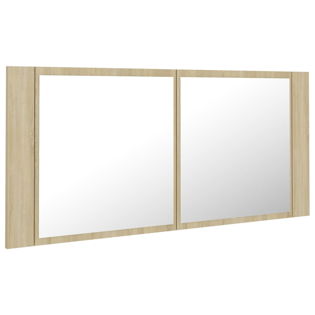 

vidaXL Badkamerkast met spiegel en LED 100x12x45 cm sonoma eikenkleur