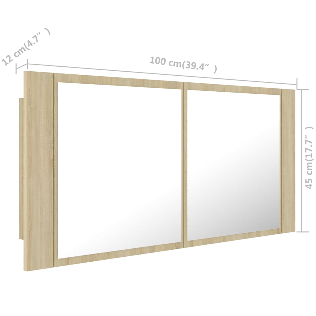 LED koupelnové zrcadlo dub sonoma 100 x 12 x 45 cm akrylové - obrázek 16