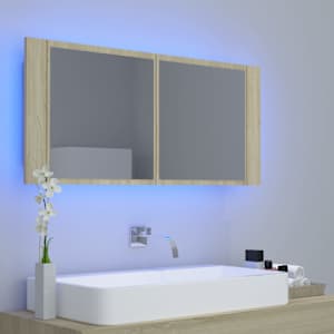 LED koupelnové zrcadlo dub sonoma 100 x 12 x 45 cm akrylové - obrázek 9