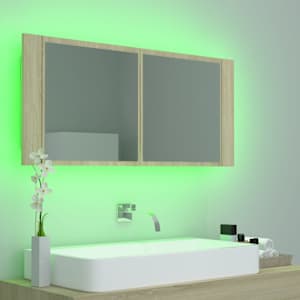LED koupelnové zrcadlo dub sonoma 100 x 12 x 45 cm akrylové - obrázek 10