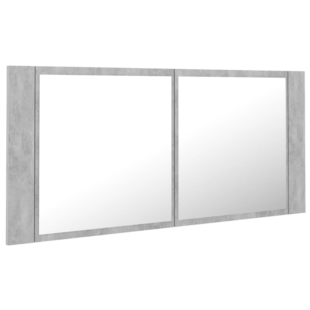 vidaXL LED-Bad-Spiegelschrank Betongrau 100x12x45 cm Acryl