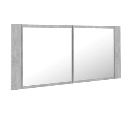 vidaXL LED-Bad-Spiegelschrank Betongrau 100x12x45 cm Acryl