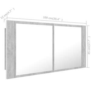 LED koupelnová skříňka se zrcadlem betonově šedá 100x12x45 cm - obrázek 16