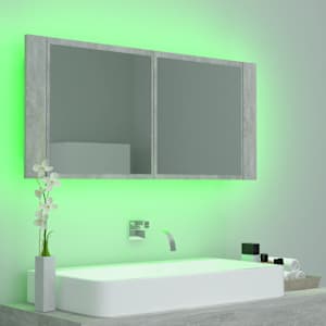 LED koupelnová skříňka se zrcadlem betonově šedá 100x12x45 cm - obrázek 11