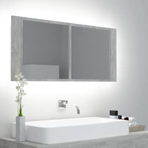 LED koupelnová skříňka se zrcadlem betonově šedá 100x12x45 cm - obrázek 1