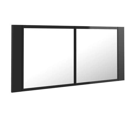 vidaXL LED Bathroom Mirror Cabinet High Gloss Black 100x12x45cm Acrylic