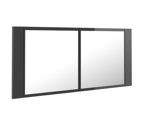 vidaXL LED-Bad-Spiegelschrank Hochglanz-Grau 100x12x45 cm Acryl