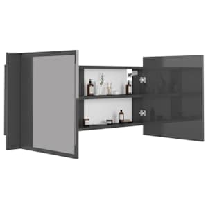 LED koupelnová skříňka se zrcadlem lesklá šedá 100 x 12 x 45 cm - obrázek 6