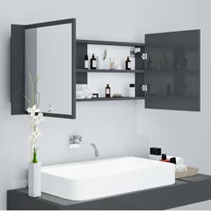 LED koupelnová skříňka se zrcadlem lesklá šedá 100 x 12 x 45 cm - obrázek 8