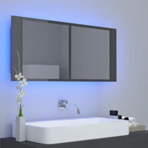 LED koupelnová skříňka se zrcadlem lesklá šedá 100 x 12 x 45 cm - obrázek 10