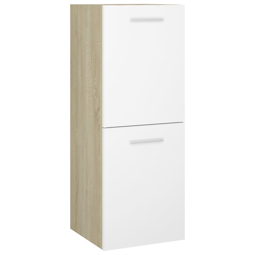

vidaXL Bathroom Cabinet White and Sonoma Oak 11.8"x11.8"x31.5" Chipboard