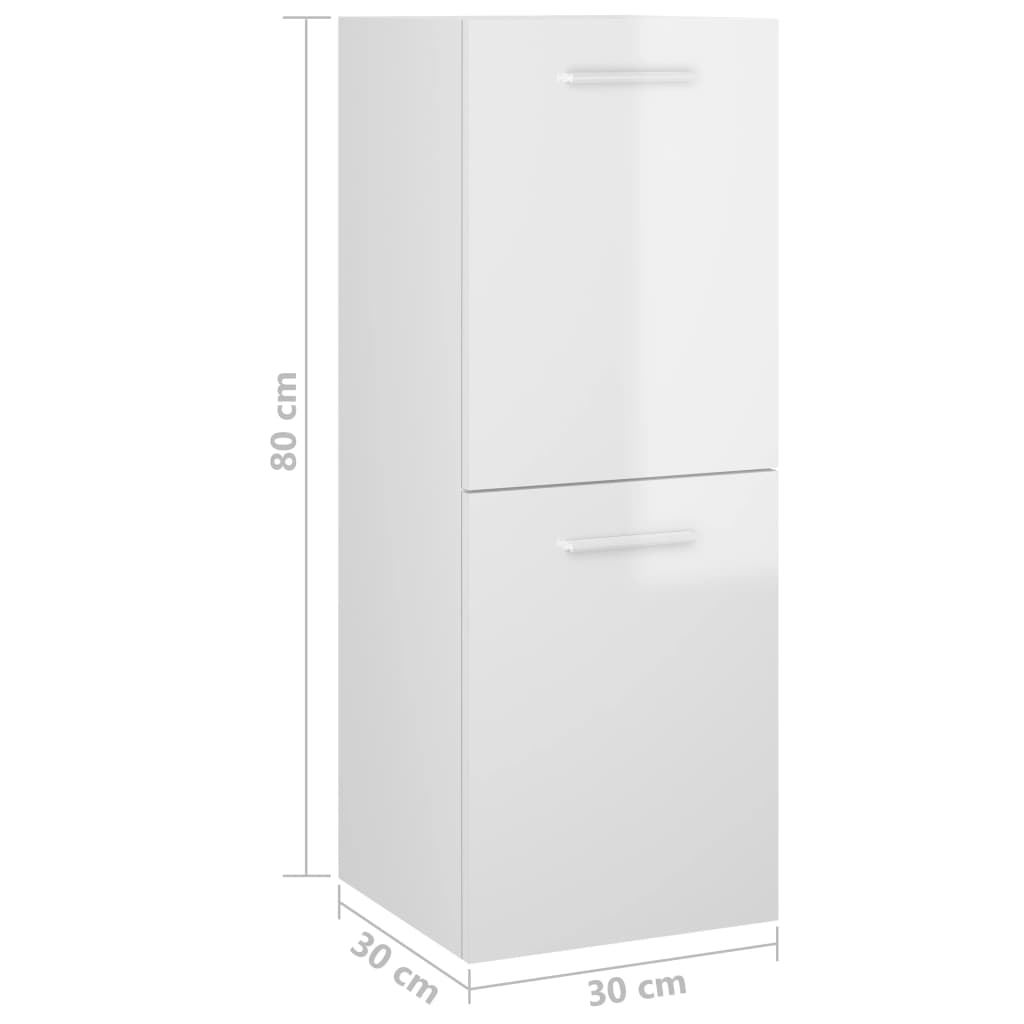 Badezimmerschrank Hochglanz-Weiß 30x30x80 cm Spanplatte