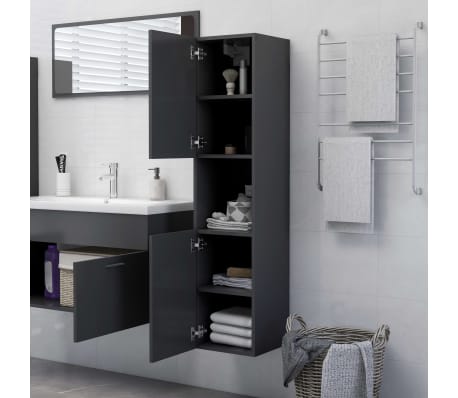 vidaXL Bathroom Cabinet Grey 30x30x130 cm Engineered Wood