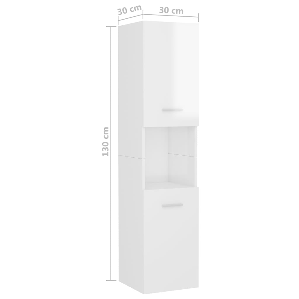 Badezimmerschrank Hochglanz-Weiß 30x30x130 cm Spanplatte
