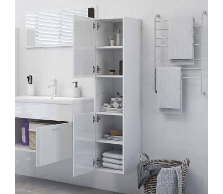 vidaXL vannasistabas skapītis, spīdīgi balts, 30x30x130 cm