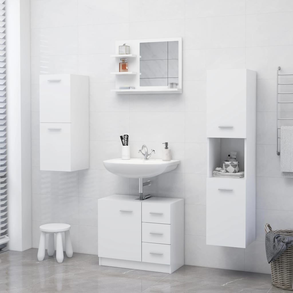 Badspiegel Weiß 60×10,5×45 cm Spanplatte