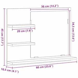Koupelnové zrcadlo bílé 60 x 10,5 x 45 cm kompozitní dřevo - obrázek 7