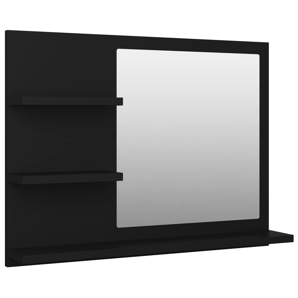 Image of vidaXL Bathroom Mirror Black 60x10.5x45 cm Engineered Wood