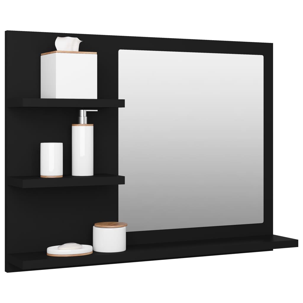 Badspiegel Schwarz 60×10,5×45 cm Spanplatte