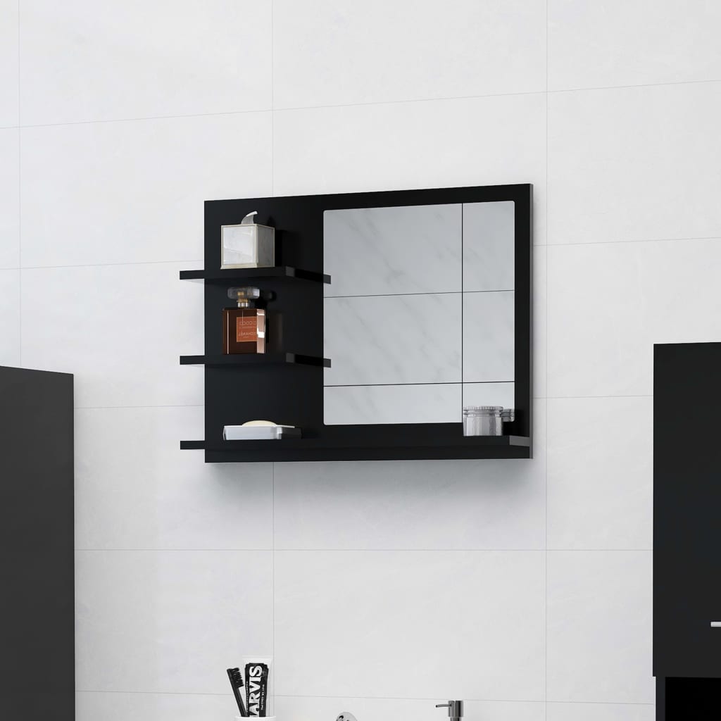 Petrashop  Koupelnové zrcadlo černé 60 x 10,5 x 45 cm dřevotříska