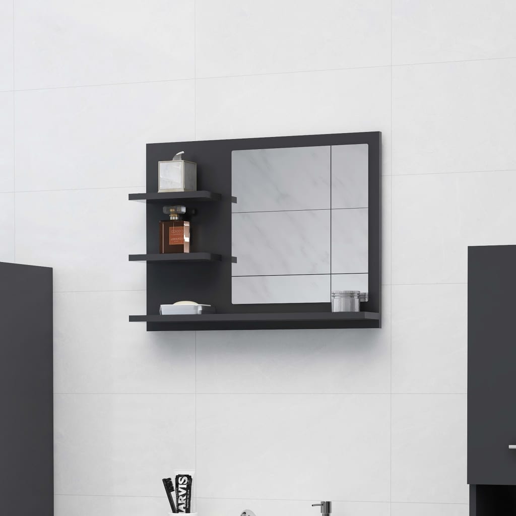 vidaXL badeværelsesspejl 60x10,5x45 cm konstrueret træ grå