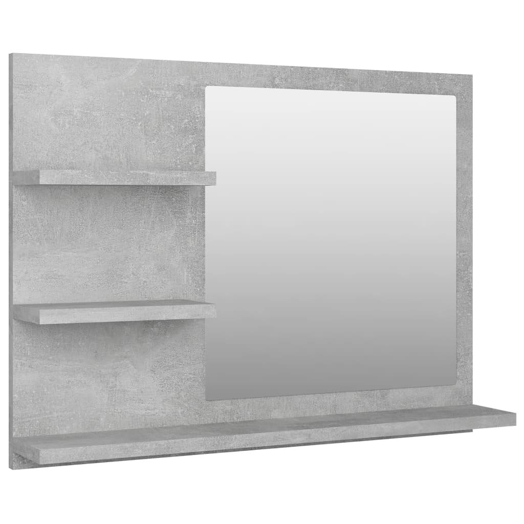 Oglindă de baie, gri beton, 60×10,5×45 cm, PAL