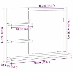 Koupelnové zrcadlo betonově šedé 60x10,5x45 cm kompozitní dřevo - obrázek 7