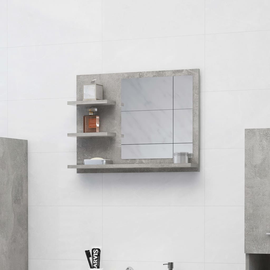 Petrashop  Koupelnové zrcadlo betonově šedé 60 x 10,5 x 45 cm dřevotříska