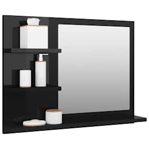 vidaXL Kupaonsko ogledalo sjajno crno 60x10,5x45 cm konstruirano drvo