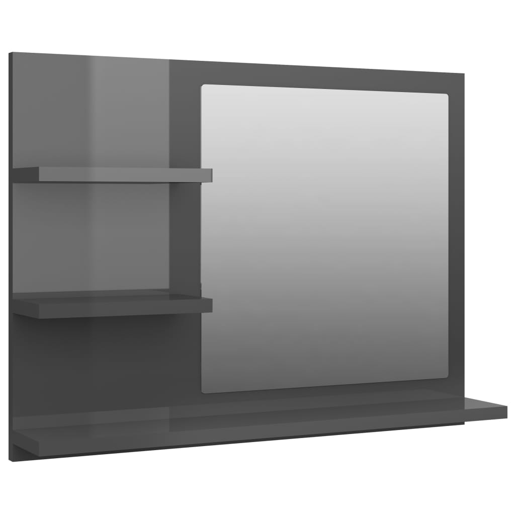 Badspiegel Hochglanz-Grau 60×10,5×45 cm Spanplatte