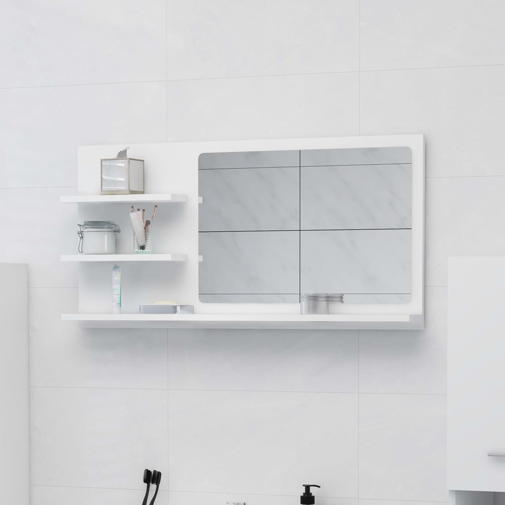 vidaXL Oglindă de baie, alb, 90 x 10,5 x 45 cm, PAL vidaXL imagine 2022 1-1.ro