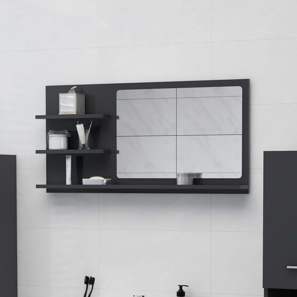 vidaXL badeværelsesspejl 90x10,5x45 cm spånplade grå