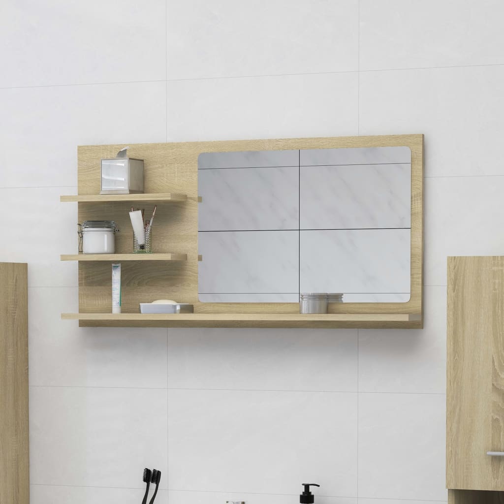 vidaXL Miroir de salle de bain Chêne sonoma 90x10,5x45 cm