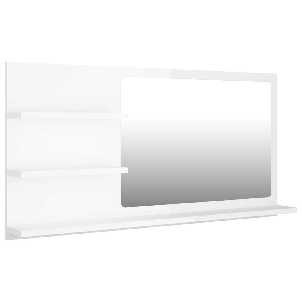 Image of vidaXL Bathroom Mirror High Gloss White 90x10.5x45 cm Engineered Wood