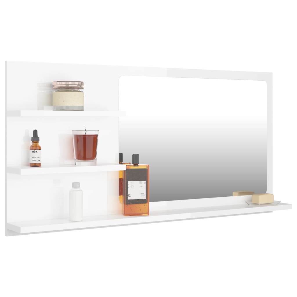 

vidaXL Badkamerspiegel 90x10,5x45 cm spaanplaat hoogglans wit