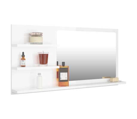 vidaXL Bathroom Mirror High Gloss White 35.4"x4.1"x17.7" Engineered Wood