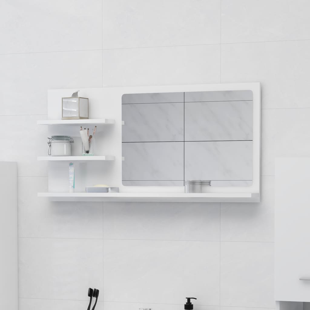 vidaXL badeværelsesspejl 90x10,5x45 cm spånplade hvid højglans