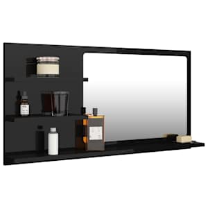 805022 vidaXL Bathroom Mirror High Gloss Black 90x10,5x45 cm Chipboard